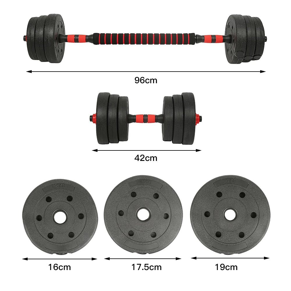 20kg Adjustable 2-in-1 Dumbbell & Barbell Set